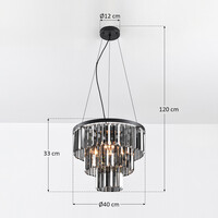 Pendellampa Kristal med tre lampor - svart och rökfärgat glas