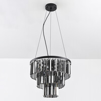 Pendellampa Kristal med tre lampor - svart och rökfärgat glas