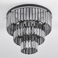 Taklampa Royce med tre lampor - svart och rökfärgat glas