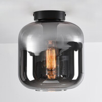 Taklampa Soli med en lampa - svart och rökfärgat glas
