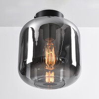 Taklampa Soli med en lampa - svart och rökfärgat glas