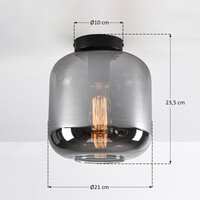 Taklampa Soli med en lampa - svart och rökfärgat glas