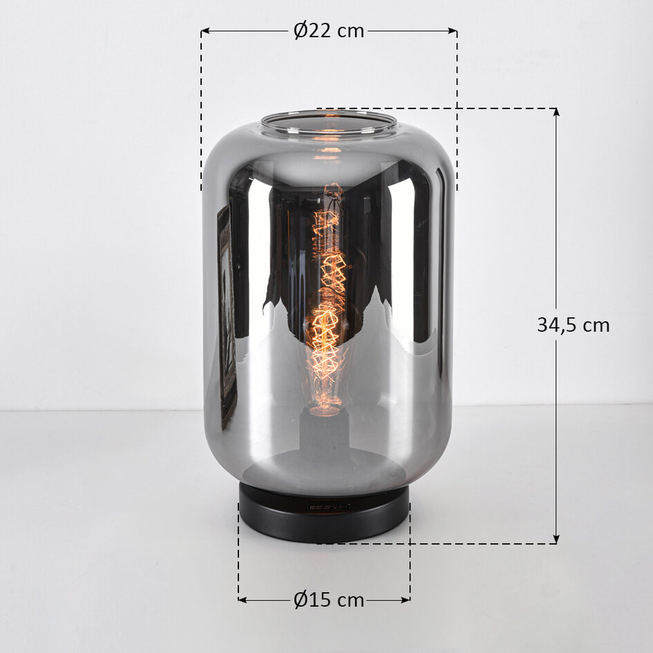 Bordslampa Solo med rökfärgat glas - svart