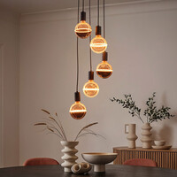 E27-filamentlampa LED dimbar, amber ring 4 watt, 13 cm