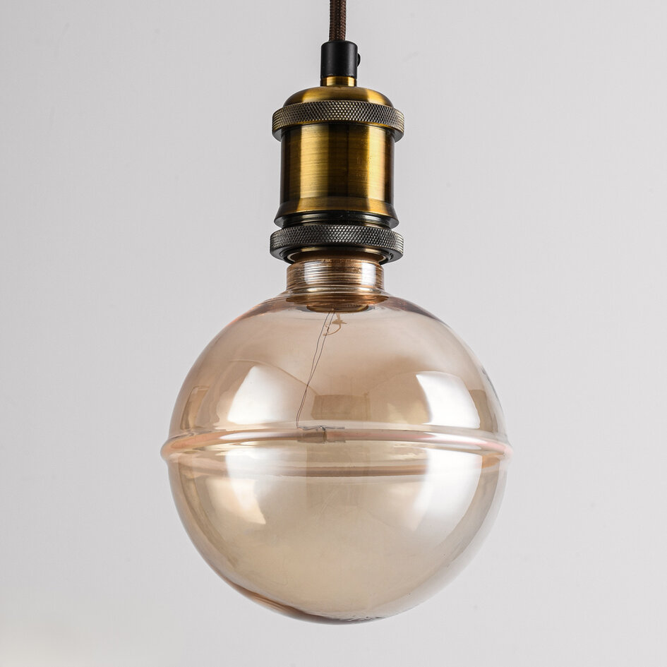 E27-filamentlampa LED dimbar, amber ring 4 watt, 13 cm