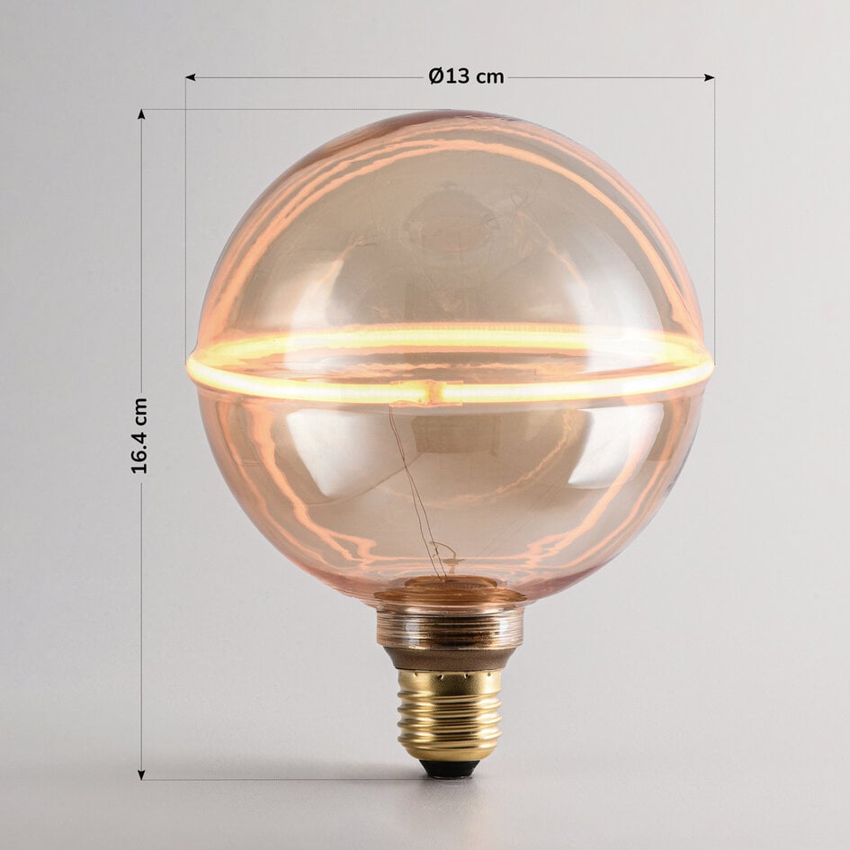 4W filamentlampa E27, 1800K, bärnstensfärgat glas med horisontell ring Ø13 cm - dimbar
