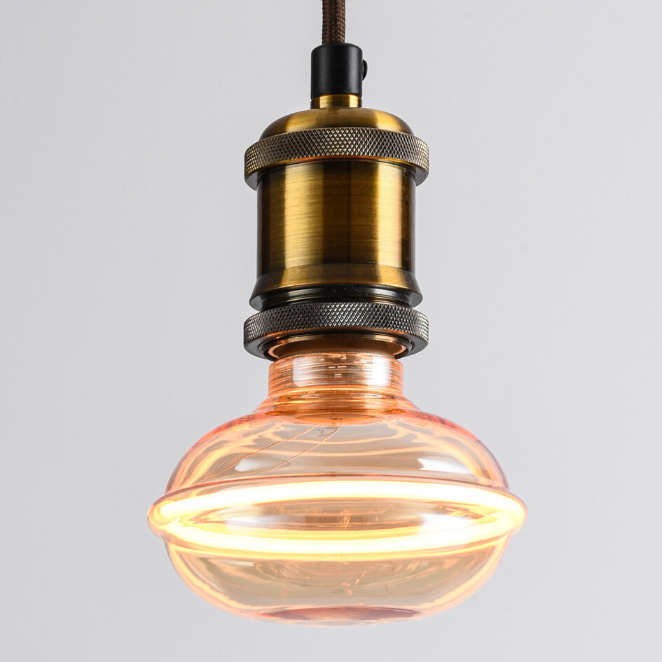 E27 UFO-filamentlampa LED dimbar, amber 4 watt, 10 cm