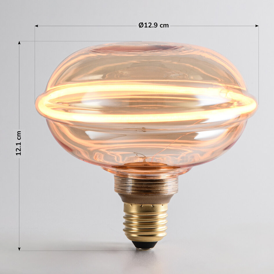 E27 UFO-filamentlampa LED dimbar, amber 4 watt, 13 cm