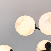 Design plafondlampa matt svart med kulor i marmorlook, 8-ljus - Idaho