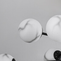 Design plafondlampa matt svart med kulor i marmorlook, 8-ljus - Idaho