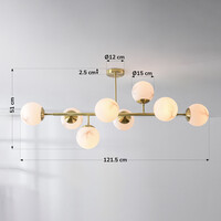Design taklampa Osem guld med marmorlook-kulor, 8-ljus