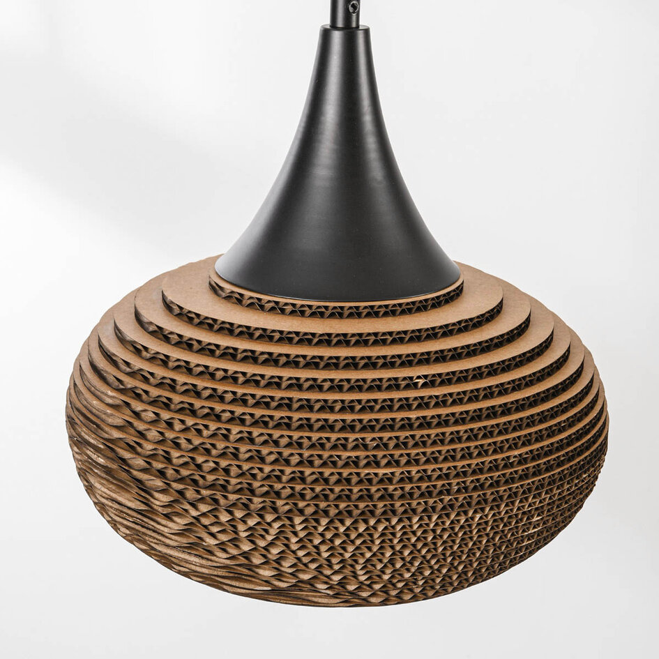 Pendellampa Folia med tre lampor - svart och brun kartong