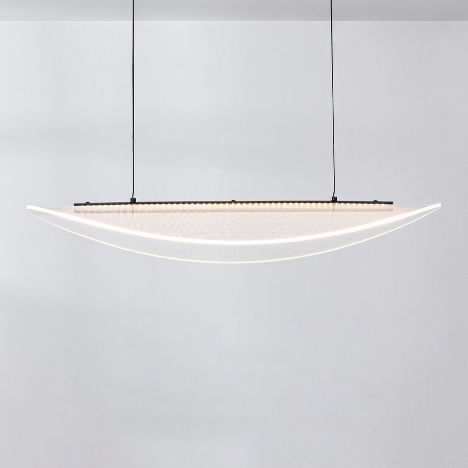 Designad pendellampa Flectra med 3-stegs dimbar LED och rutmönster - svart