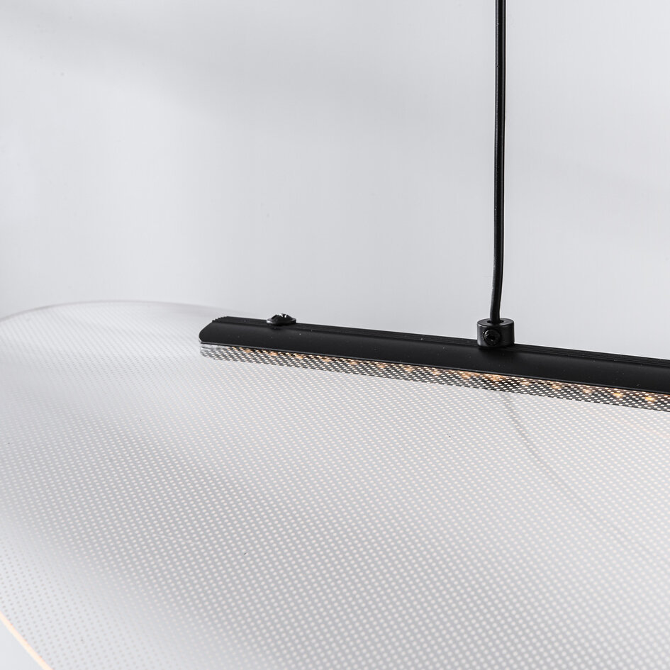 Designad pendellampa Flectra med 3-stegs dimbar LED och rutmönster - svart