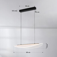 Designad pendellampa Flectra med 3-stegs dimbar LED och rutmönster - svart