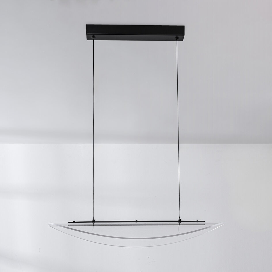 Designad pendellampa Flectra med 3-stegs dimbar LED och rutmönster - svart