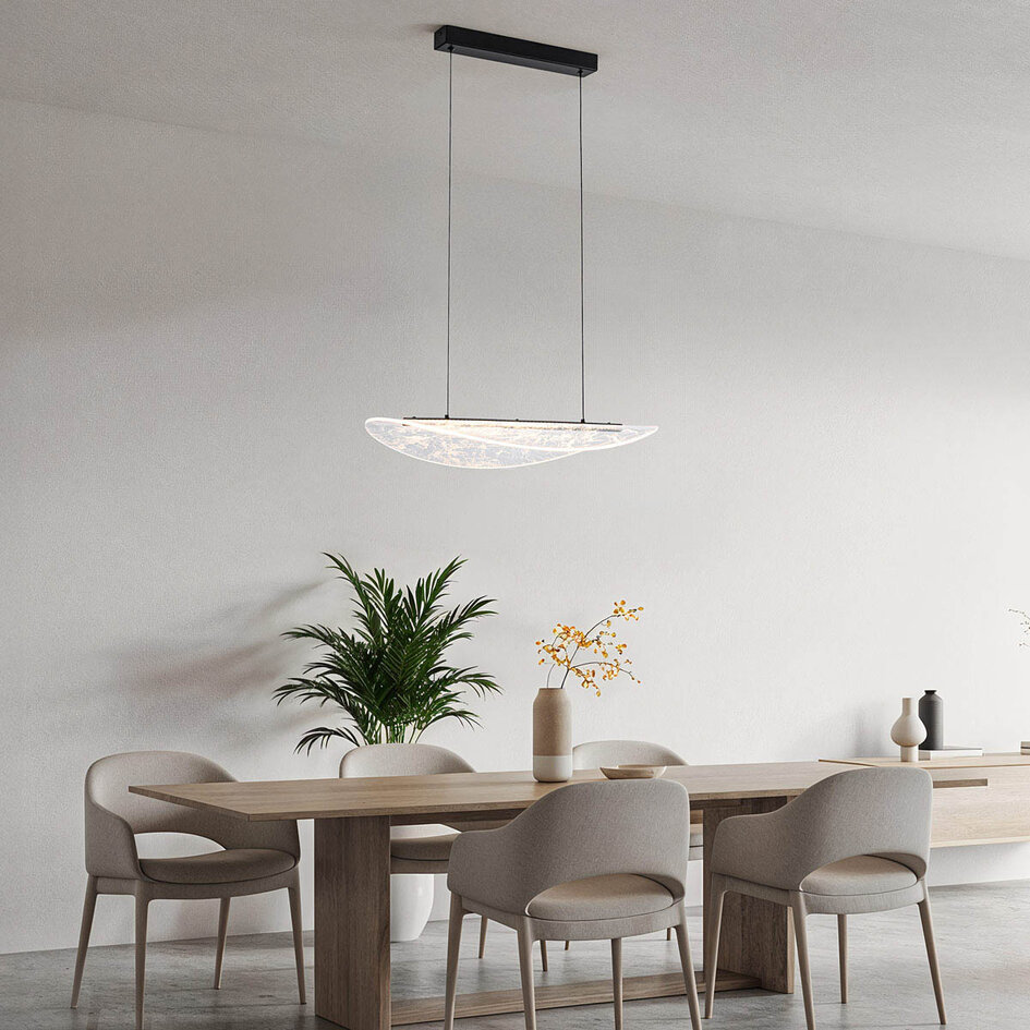 3-stegs dimbar designad pendellampa Flectra med marmormönster - svart