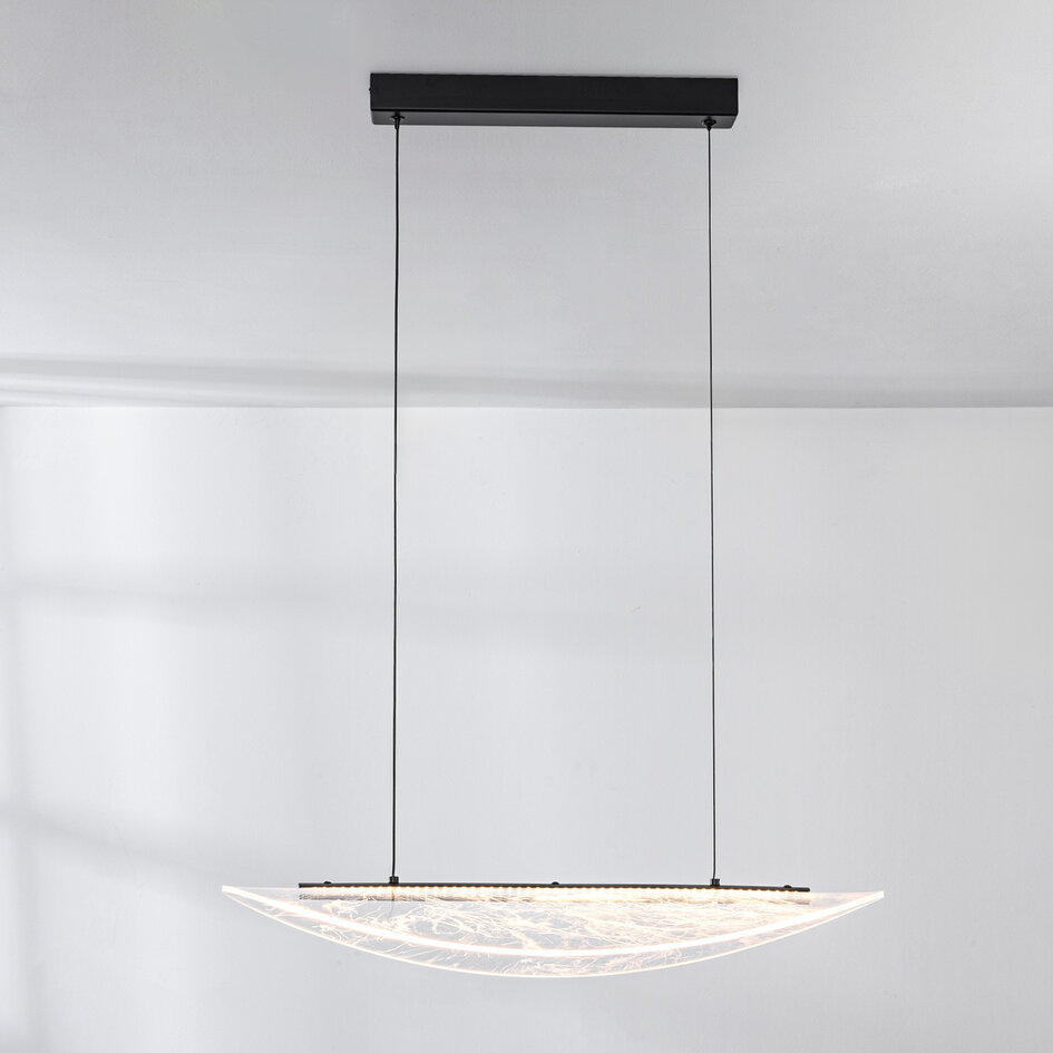 3-stegs dimbar designad pendellampa Flectra med marmormönster - svart
