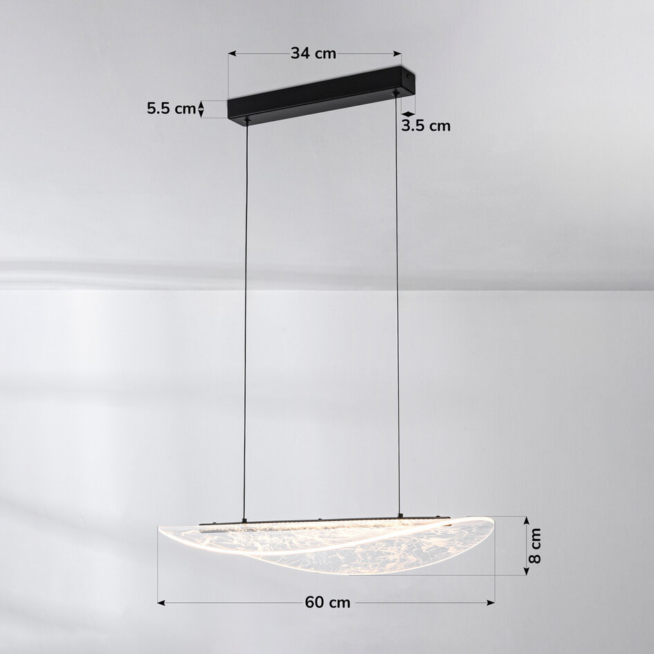 3-stegs dimbar designad pendellampa Flectra med marmormönster - svart