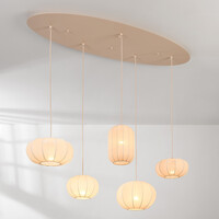 Pendellampa Canvas med fem lampor - beige tyg
