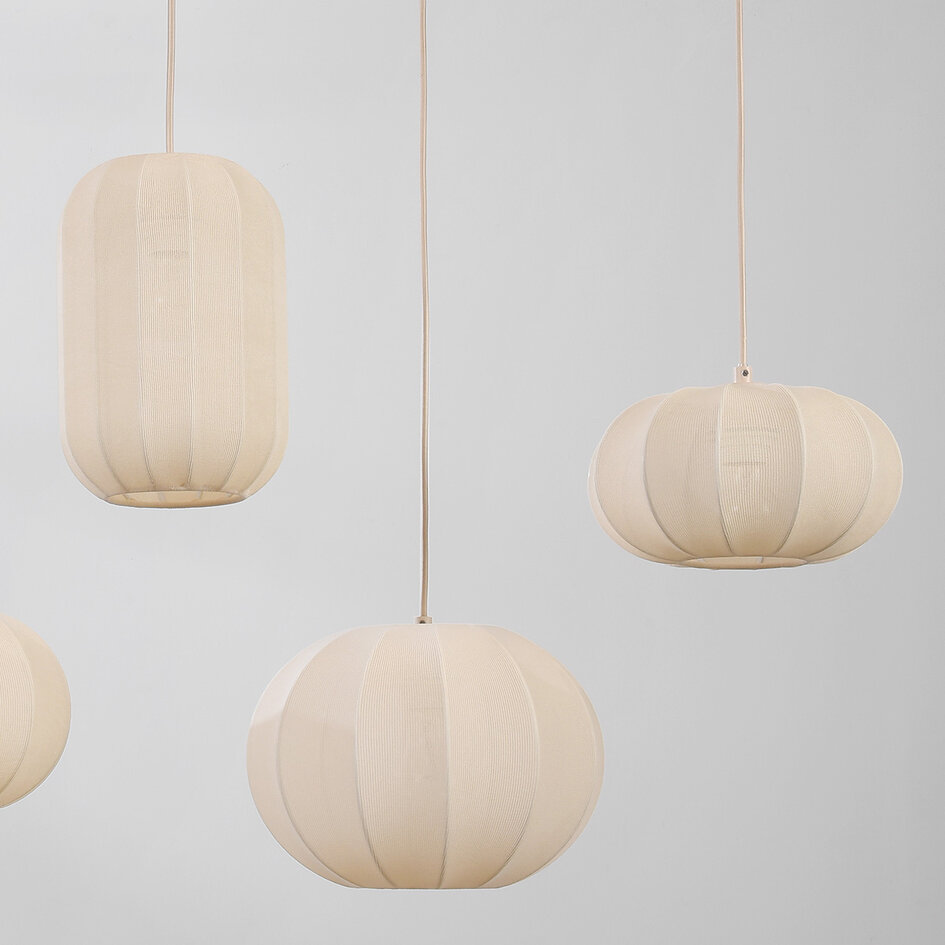 Pendellampa Canvas med fem lampor - beige tyg