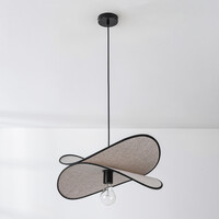 Design taklampa Sapca, beige linne med svarta accenter