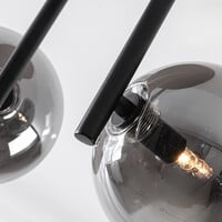 Taklampa Elora med tre lampor - svart och rökfärgat glas