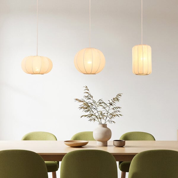 Pendellampa Serica med tre lampor - beige tyg