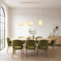 Pendellampa Serica med tre lampor - beige tyg