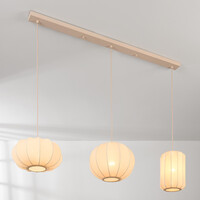 Pendellampa Serica med tre lampor - beige tyg