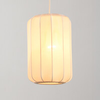 Pendellampa Serica med tre lampor - beige tyg