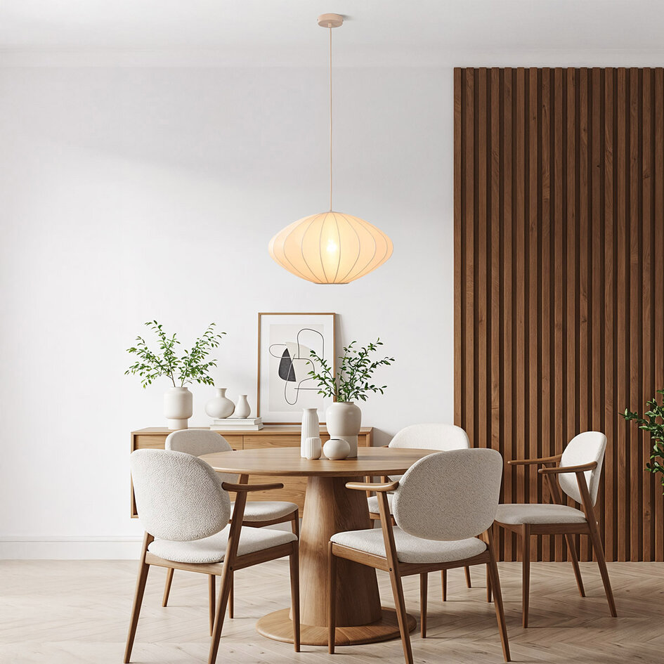 Japandi-pendellampa Veil med en lampa - beige