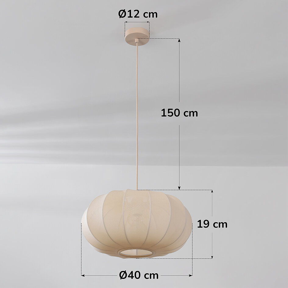 Pendellampa Cima i tyg - beige