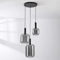 Pendellampa Rustique med tre lampor - rökfärgat glas