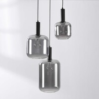 Pendellampa Rustique med tre lampor - rökfärgat glas
