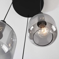 Pendellampa Rustique med tre lampor - rökfärgat glas