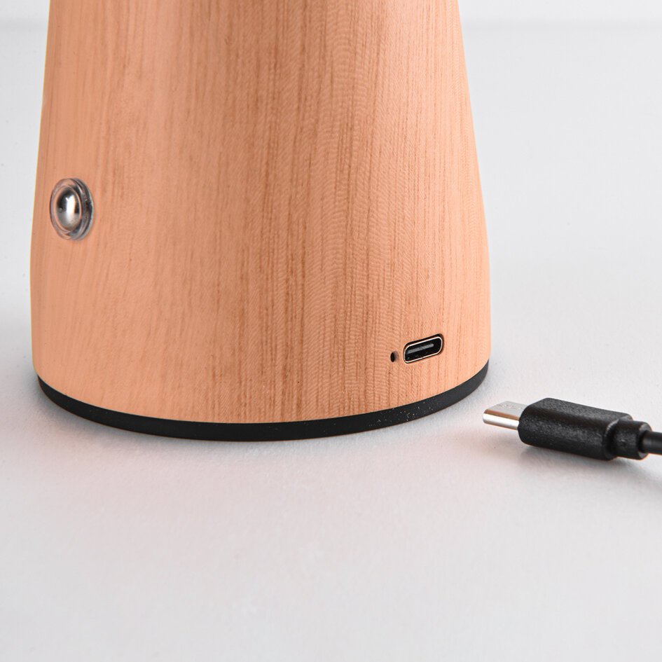 Uppladdningsbar bordslampa Mira med svampdesign, touchdimmer och integrerad LED