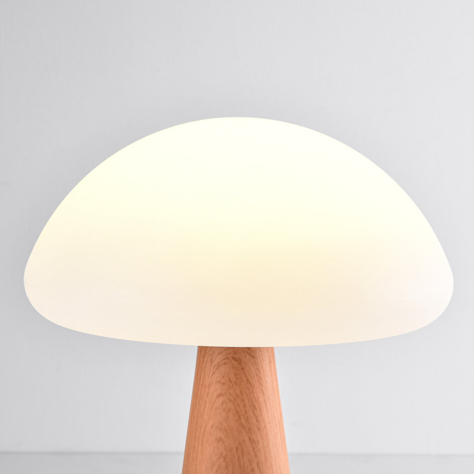 Uppladdningsbar bordslampa Mira med svampdesign, touchdimmer och integrerad LED