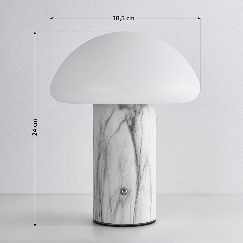 Uppladdningsbar bordslampa Vesta med svampdesign, touchdimmer och integrerad LED