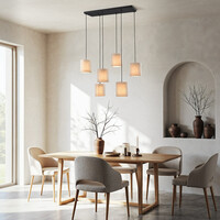 Pendellampa Vouw med sex lampor - beige tyg