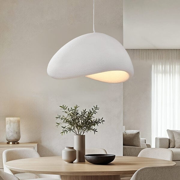 Wabi sabi-pendellampa Cemento vit steneffekt - 80 x 64 cm