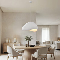 Wabi sabi-pendellampa Cemento vit steneffekt - 80 x 64 cm