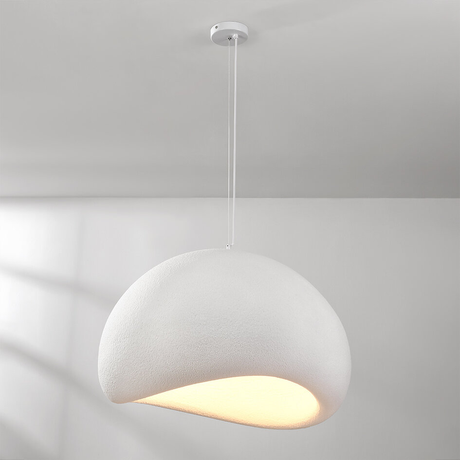 Wabi sabi-pendellampa Urban Stone med vitt stenmönster - 80 x 64 cm