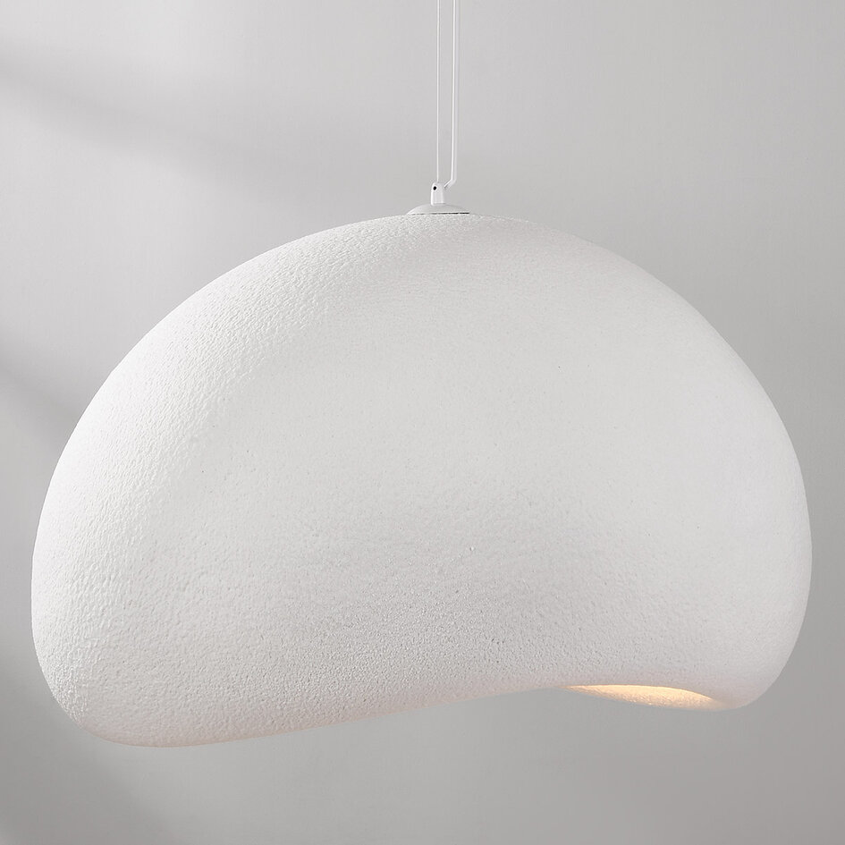 Wabi sabi-pendellampa Urban Stone med vitt stenmönster - 80 x 64 cm