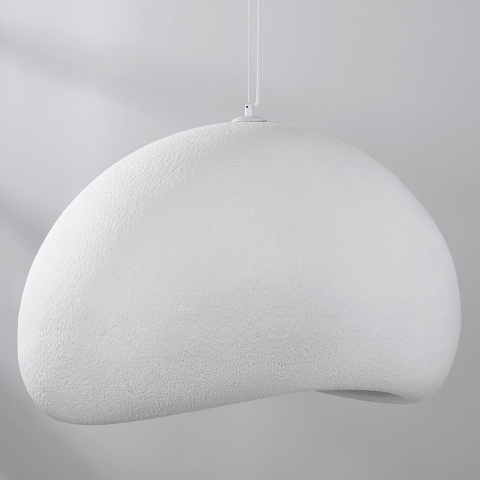 Wabi sabi-pendellampa Urban Stone med vitt stenmönster - 80 x 64 cm