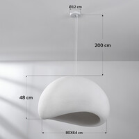 Wabi sabi-pendellampa Urban Stone med vitt stenmönster - 80 x 64 cm