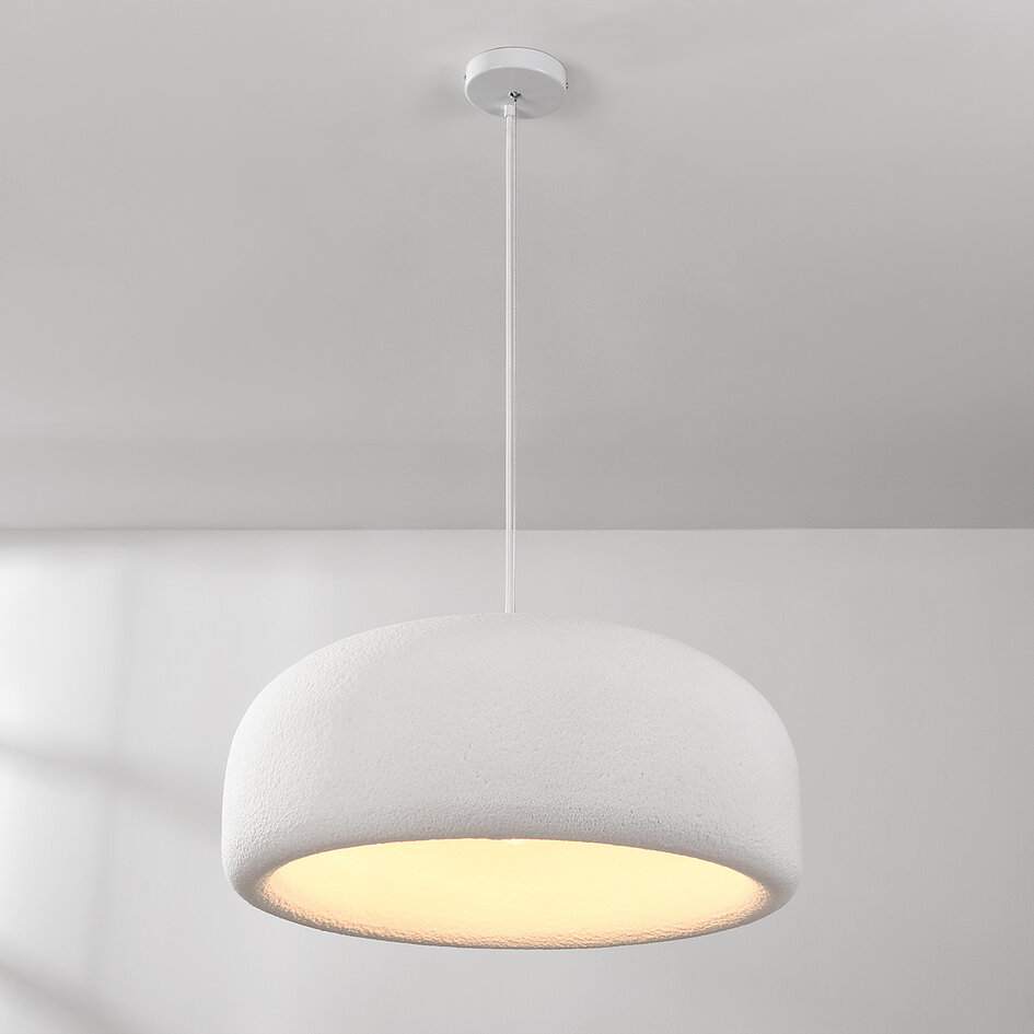 Wabi sabi-pendellampa Kaoru Ø60 cm med steneffekt - vit