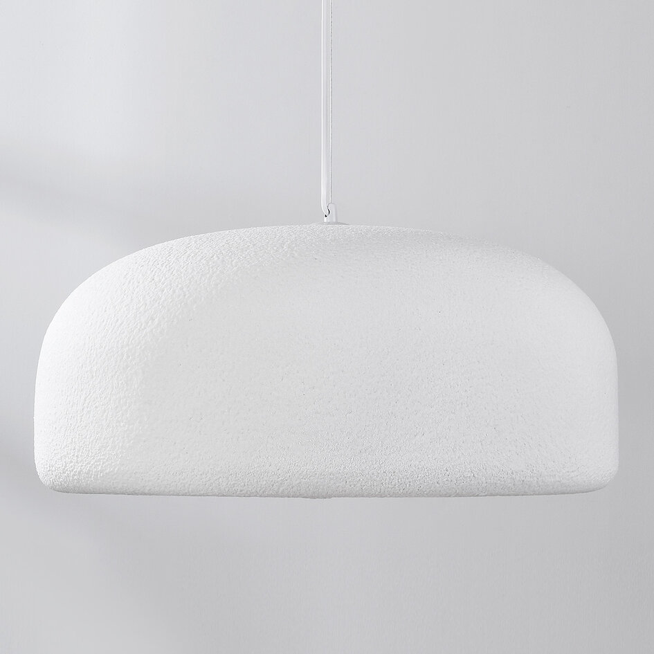 Wabi sabi-pendellampa Kaoru Ø60 cm med steneffekt - vit