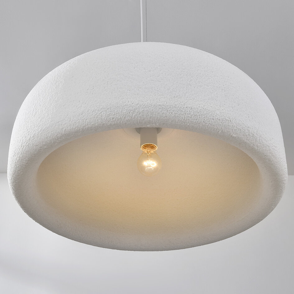 Wabi sabi-pendellampa Kaoru Ø60 cm med steneffekt - vit