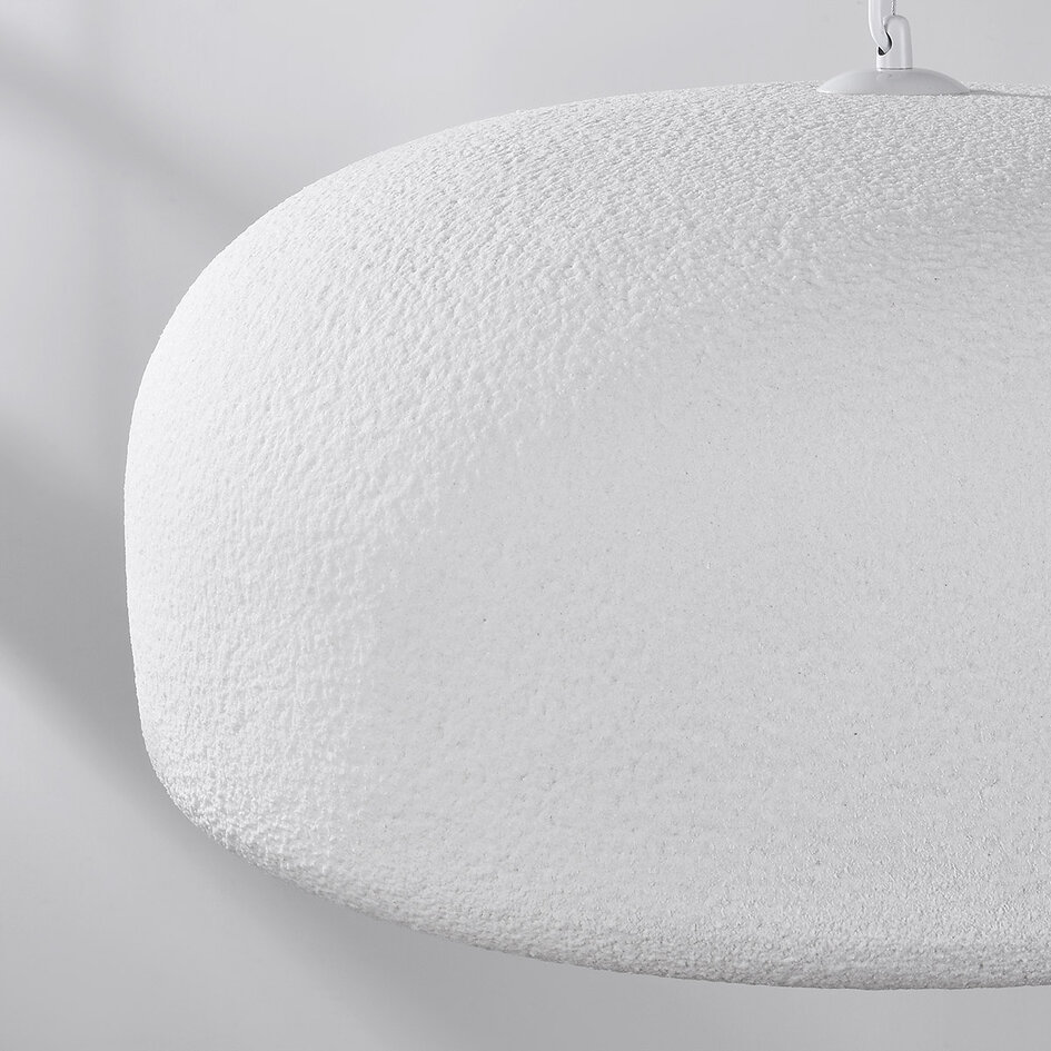 Wabi sabi-pendellampa Kaoru Ø60 cm med steneffekt - vit
